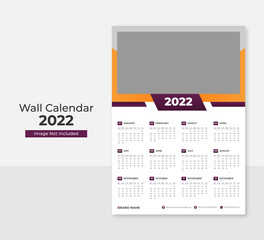 2022 new year wall calendar design single page vector template