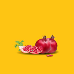 illustration of a pomegranate on a yellow background