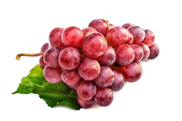 Sweet juicy red grapes on a white background