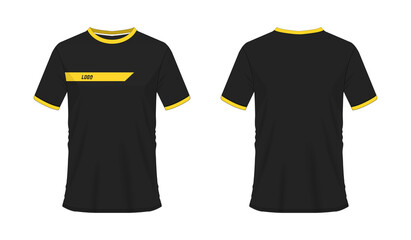 T-shirt yellow and black soccer or football template for team club on white background. Vector illustration eps 10.