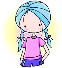 vector cartoon girl with flowers