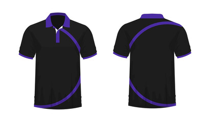 T-shirt Polo Purple and black template for design on white background. Vector illustration eps 10.