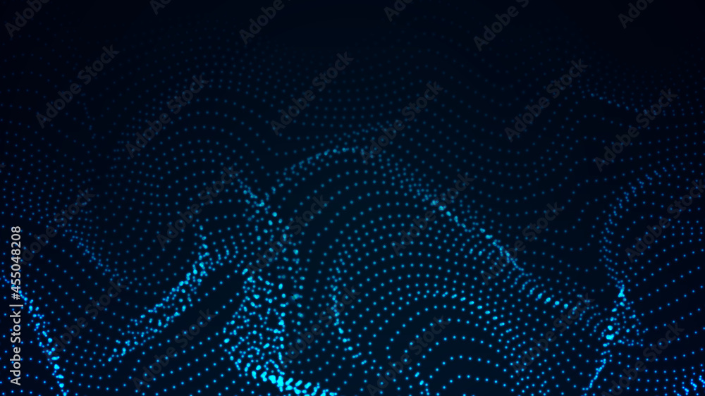 Poster abstract digital wave of particles. futuristic point wave. technology background vector. vector illu