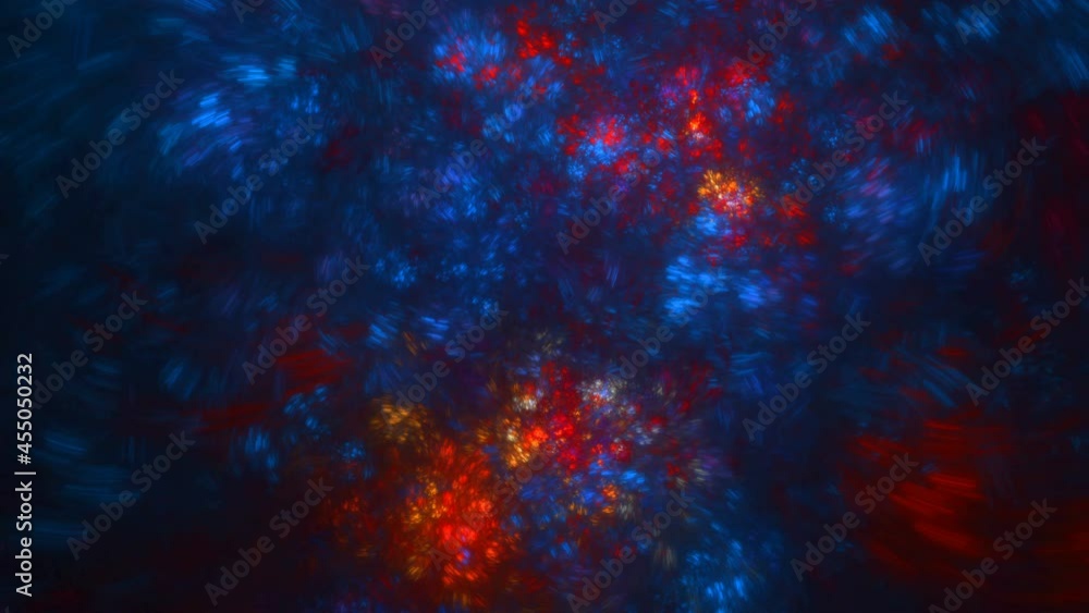 Poster abstract colorful blue and red fractal background on black color. swirl dynamic flowing, psychedelic