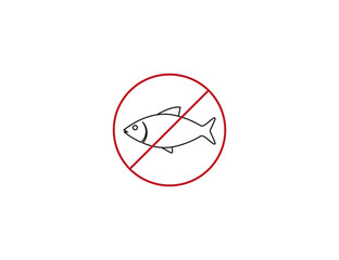 Ban, no fishing, prohibited icon. Vector illustration. Flat design.