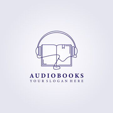 online course audiobook podcast logo vector illustration creative flat line art design