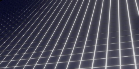 目地が光る青いタイルの床