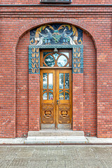 Carved entrance door of the Pertsova house on Prechistenka