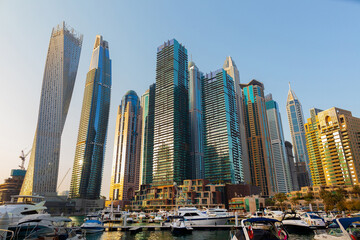 Obraz na płótnie Canvas Dubai Marina in Dubai skyscrapers