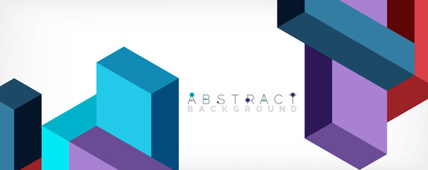 Fototapeta premium Abstract background. 3d cubes, cubic elements and blocks. Techno or business concept for wallpaper, banner, background, landing page