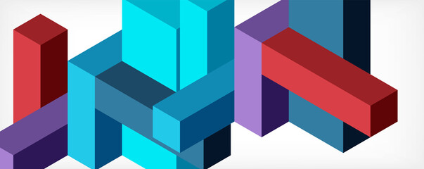 Abstract background. 3d cubes, cubic elements and blocks. Techno or business concept for wallpaper, banner, background, landing page