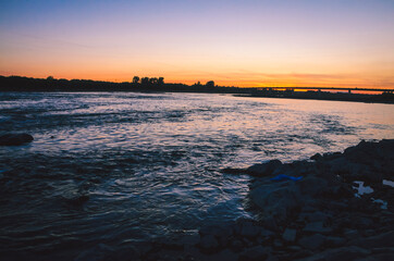 sunset over the river