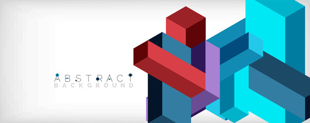 Abstract background. 3d cubes, cubic elements and blocks. Techno or business concept for wallpaper, banner, background, landing page
