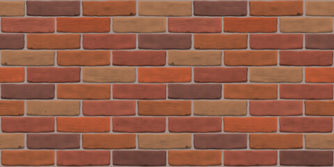 Brown brick wall for exterior, interior, website, backdrop, background, graphic, 3D design. Photorealistic texture close up. Editable seamless pattern.