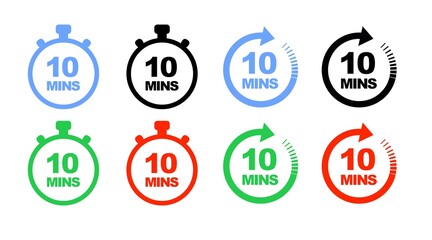 10 minutes Icon set. Vector isolated editable set of illustrations