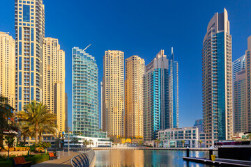 Fototapeta na wymiar Dubai Marina in Dubai skyscrapers