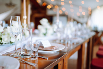 Beautiful decorated table for the event. Wedding, birthday, party, event concept.
