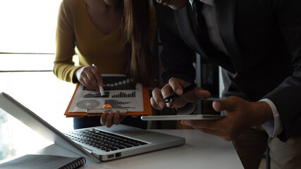 Businessman hand working digital marketing.