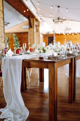 Beautiful decorated table for the event. Wedding, birthday, party, event concept.