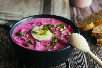 Borsch. Tasty soup. Russian national dish 