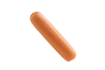 One raw sausage isolated on white background