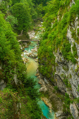 Tolmin Gorge  Canyon in Slovenia Soca Valley. Wild Nature in Triglav Park