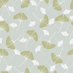 Ginkgo biloba leaf autumn vector seamless pattern background. Trendy for fabric, textile print, wallpaper, invitation or packaging.

