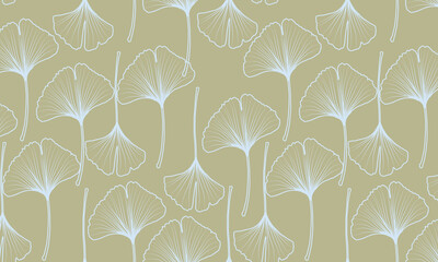 Ginkgo biloba leaf autumn vector seamless pattern background. Trendy for fabric, textile print, wallpaper, invitation or packaging.


