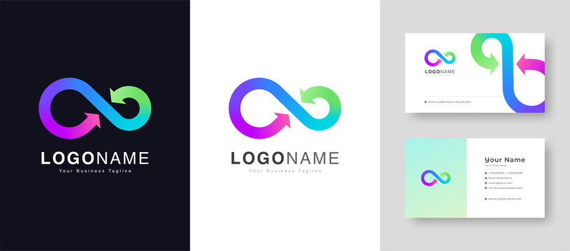 Creative Colorful Infinity Hyperloop  arrow Logo With Premium Business Card Design Vector Template for Your Company Business