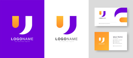 Modern Colorful Initial Creative Clean U Letter Logo With Premium Business Card Design Vector Template for Your Company Business © gdrony