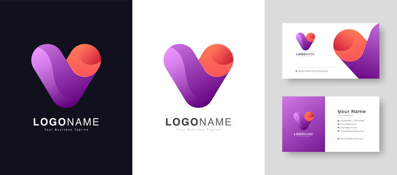 Modern Colorful Initial Creative Clean V Letter Logo With Premium Business Card Design Vector Template for Your Company Business