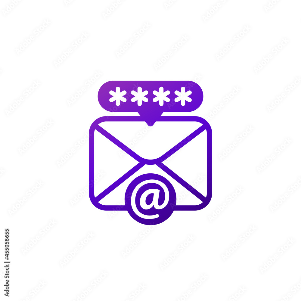 Poster email, mail icon with password, vector