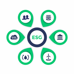 ESG infographics, Environmental, social governance vector icons