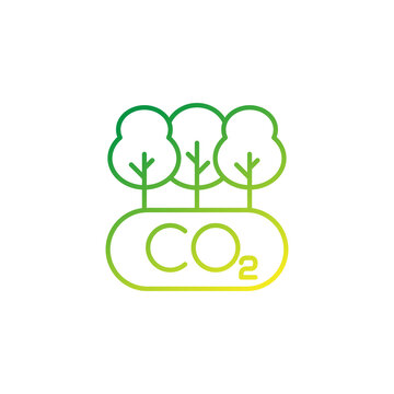 carbon offset and reducing co2 gas line vector icon
