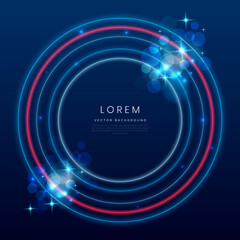Abstract blue and red circle neon light effect background.