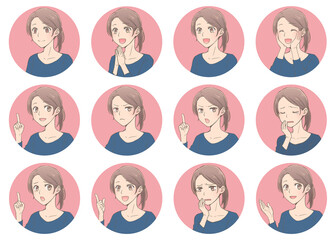 人物表情アイコン_女性