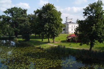 Pałac w Mrozowie. Widok znad pobliskiego stawu. © Arek