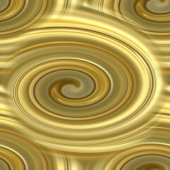 Seamless background made of liquid gold. A swirl of golden liquid. Beautiful yellow gold glitters in the light.