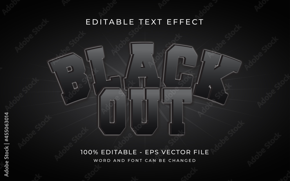 Poster black out text effect style editable font text effect
