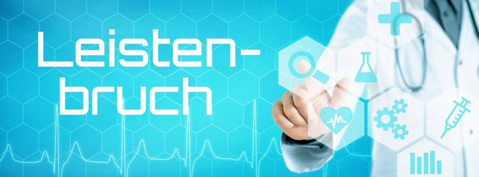 Arzt mit futuristischem Interface - Leistenbruch