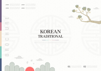 Template with Korean tradition pattern background. Brochure