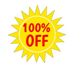 100 percent off price label