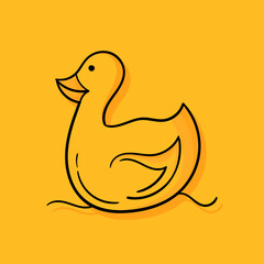 hand drawn illustration of a duck with a mix of yellow and orange on a yellow background