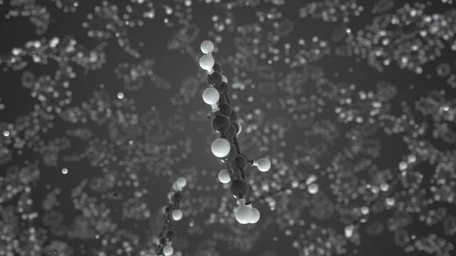 Fluorene molecule made with balls, scientific molecular model. Chemical looping 3d animation