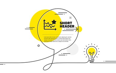 Ranking star icon. Continuous line idea chat bubble banner. Stars rating sign. Best stats rank symbol. Ranking stars icon in chat message. Talk comment light bulb background. Vector