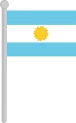 Vector illustration of the flag of Argentina on pole