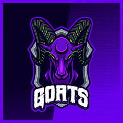 Goat Ram Sheep mascot esport logo design illustrations vector template, Aries logo for team game streamer banner discord