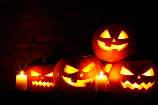 Halloween pumpkins and candles