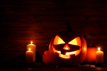 Halloween pumpkins and candles