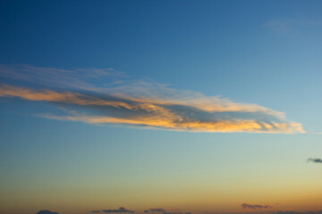 Fototapeta na wymiar cloud at sunset got orange color